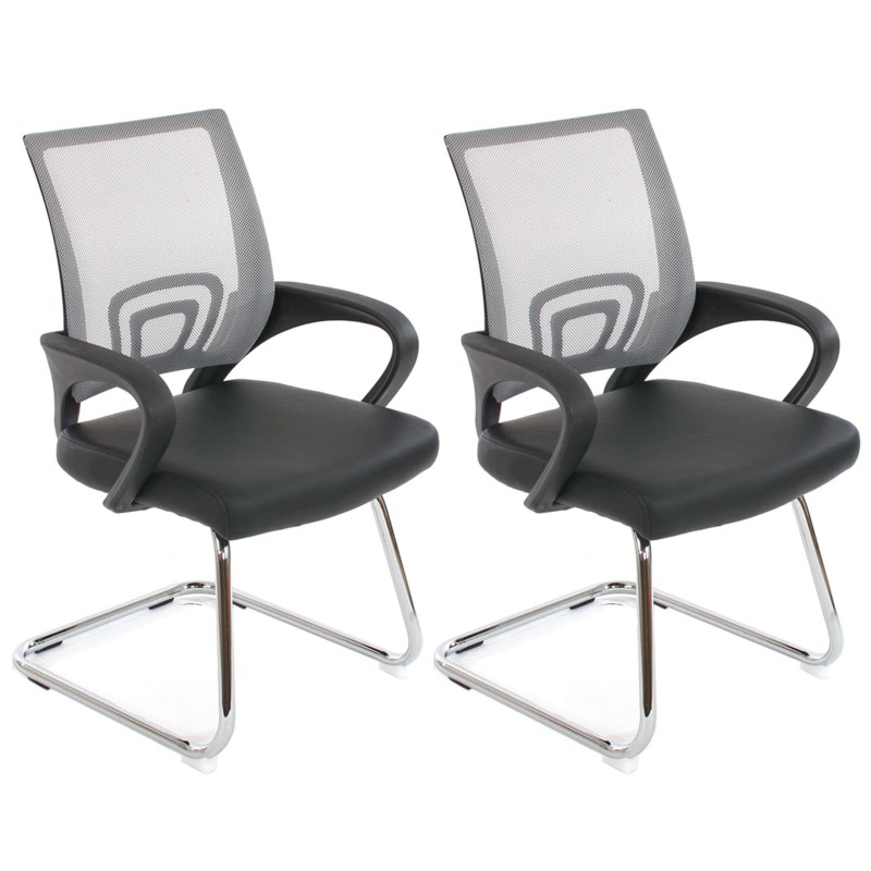 Lote 2 sillas confidente ergonómicas SEUL NET, malla/piel negro