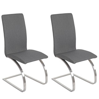 Lote de 2 sillas de Confidente FOWLER, estructura metálica, en tela color gris