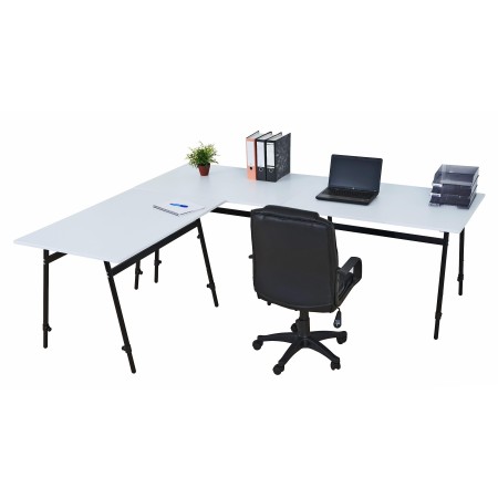 Mesa de ordenador ALBURI ajustable en acero, color blanco 2