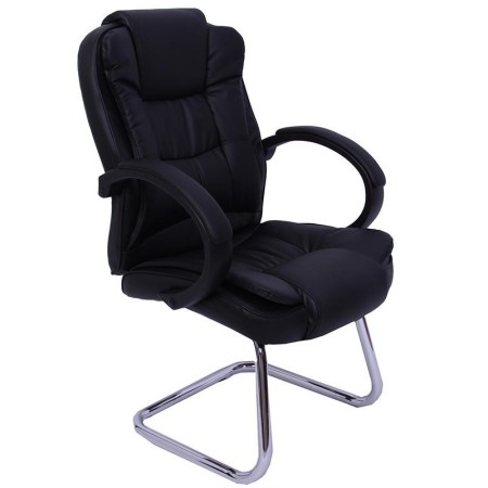 Silla de confidente ergonómica SALOME acolchada, piel negra 2