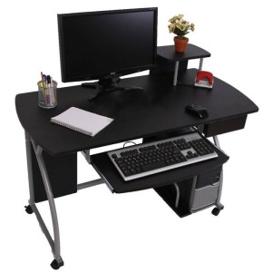 Mesa de ordenador OHIO PRO II, bandeja teclado, negro, 115x55