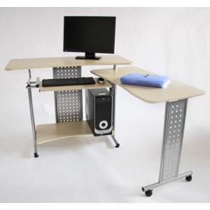 Mesa de ordenador HIDRA, en madera color crema, 85x190x50cm