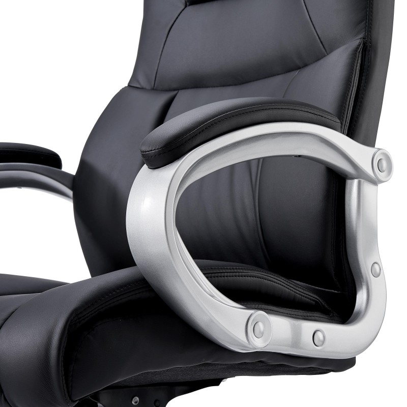 Sillón de oficina BOSTON, Gran acolchado, resistente hasta 150kg, base metálica, en negro