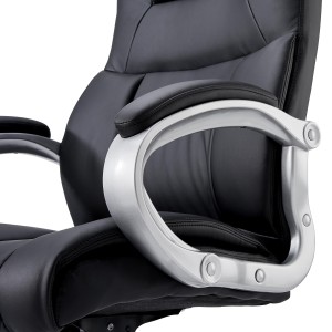 Sillón de oficina BOSTON, Gran acolchado, resistente hasta 150kg, base metálica, en negro