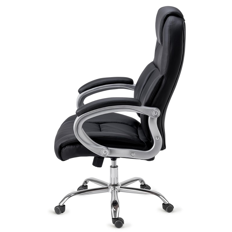 Sillón de oficina BOSTON, Gran acolchado, resistente hasta 150kg, base metálica, en negro