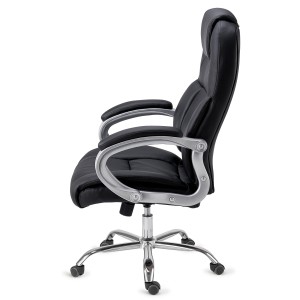 Sillón de oficina BOSTON, Gran acolchado, resistente hasta 150kg, base metálica, en negro