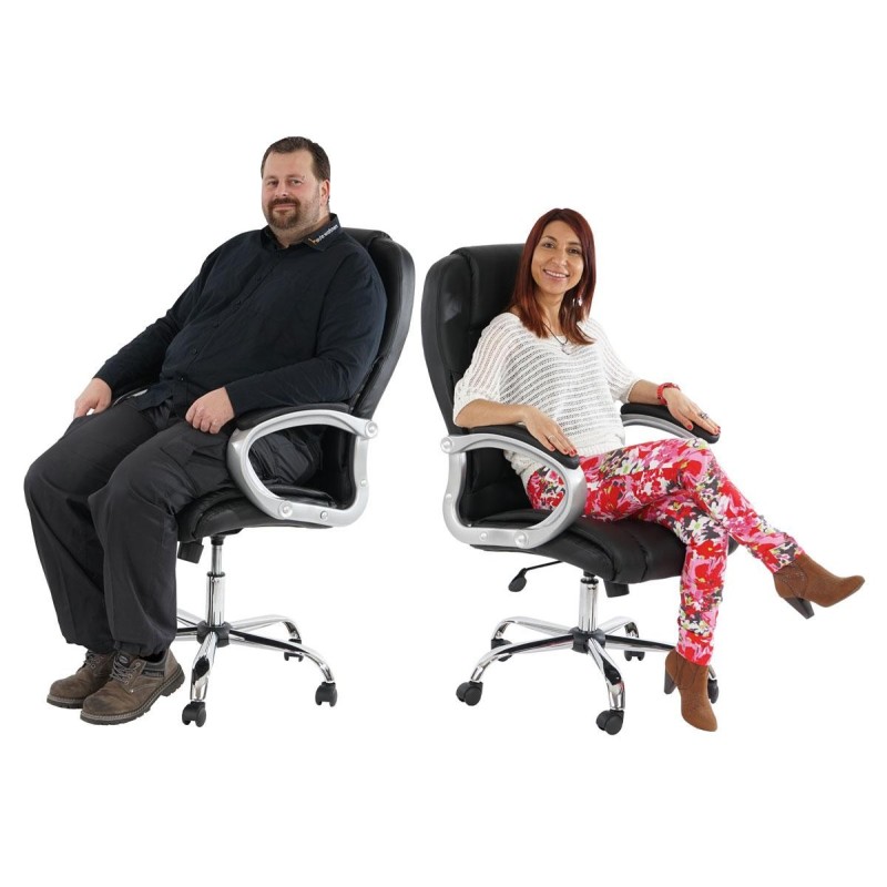 Sillón de oficina BOSTON, Gran acolchado, resistente hasta 150kg, base metálica, en negro