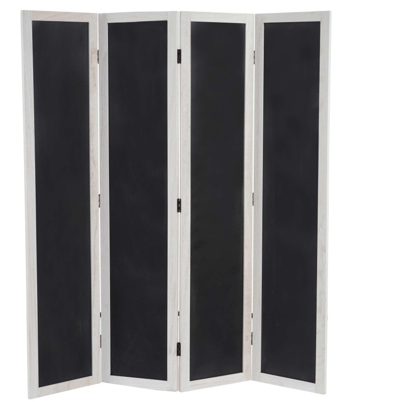 Biombo HILDE, 155x137x2cm, con paneles de pizarra, muy funcional, acabado en madera blanca.