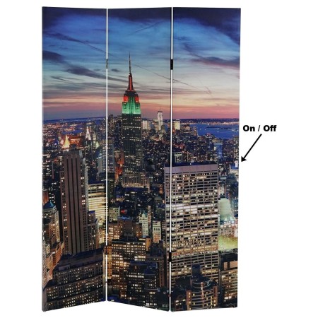 Biombo LED CITY, 180x120x2,5cm, estructura de madera de haya con tapizado de tela impresa 2