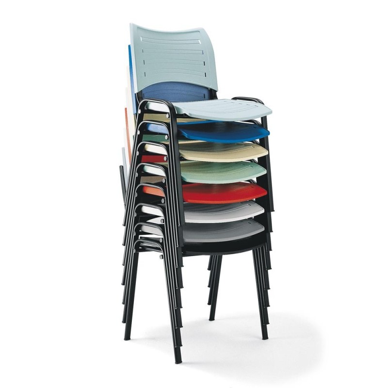 Silla de Confidente ELVA, apilable, Color Negro y Patas Grises