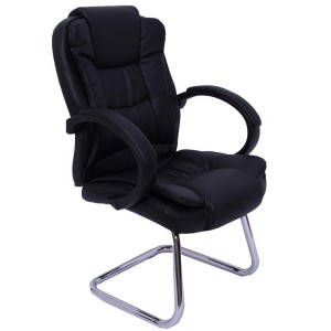 Silla de confidente ergonómica SALOME acolchada, piel negra
