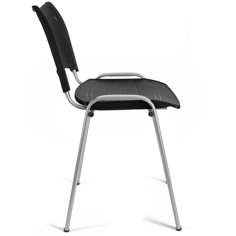 Silla de Confidente ELVA, apilable, Color Negro y Patas Grises