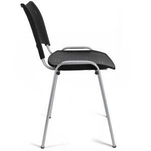 Silla de Confidente ELVA, apilable, Color Negro y Patas Grises