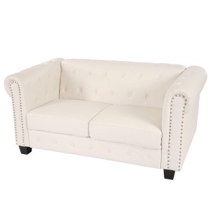 Sofá de 2 plazas CHESTER, muy elegante, en piel color negro