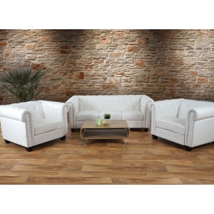 Sofá de 2 plazas CHESTER, muy elegante, en piel color negro