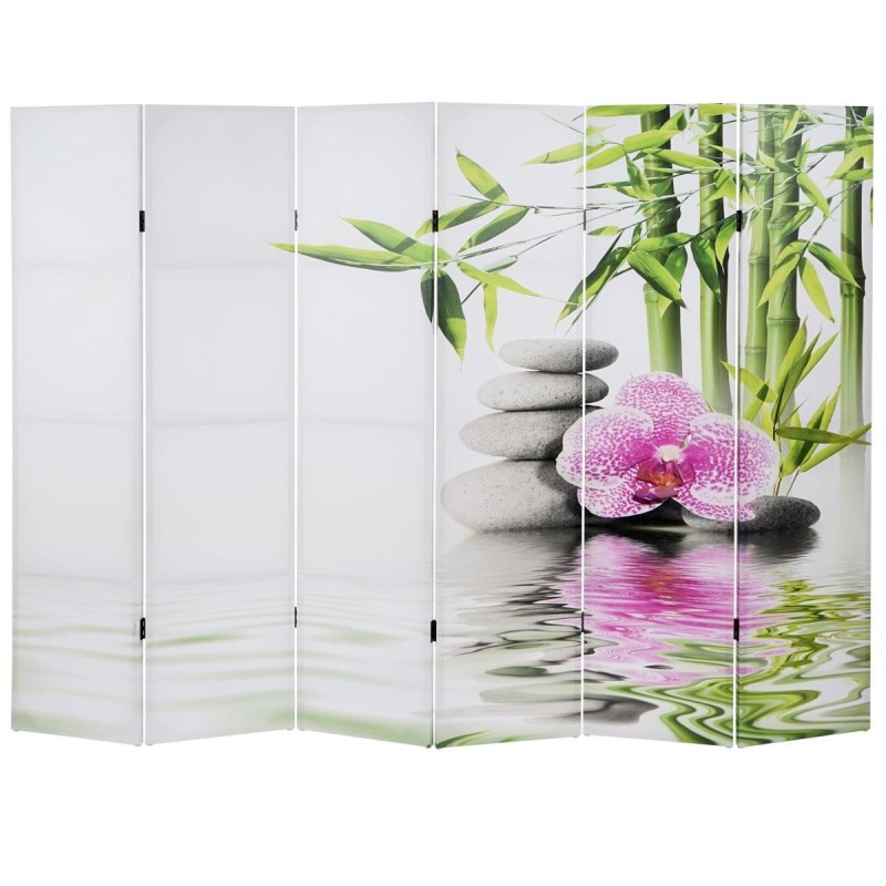 Biombo VINTAGE SAMU, 180x240x2,5cm, estructura de madera con tapizado de tela en poliester