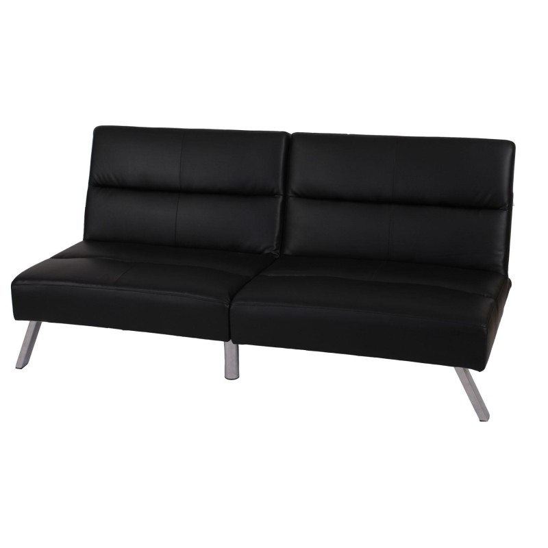 Sofá plegable de 3 plazas ROMEO, muy versátil y cómodo, en piel color negro