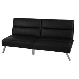 Sofá plegable de 3 plazas ROMEO, muy versátil y cómodo, en piel color negro