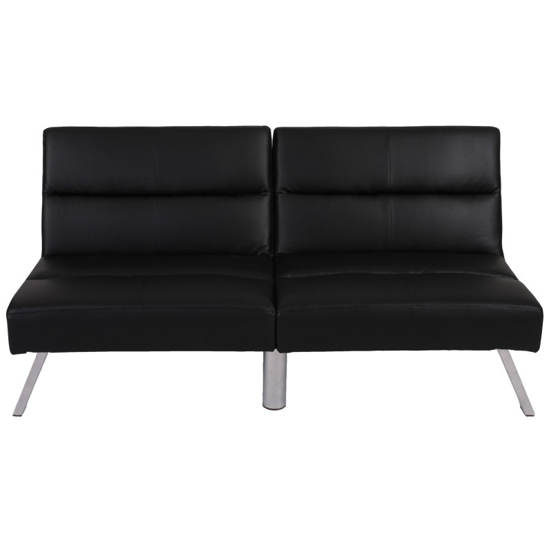 Sofá plegable de 3 plazas ROMEO, muy versátil y cómodo, en piel color negro