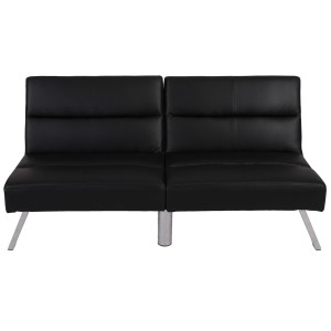 Sofá plegable de 3 plazas ROMEO, muy versátil y cómodo, en piel color negro