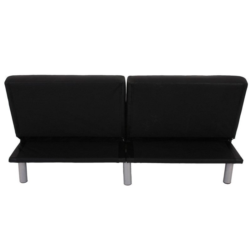 Sofá plegable de 3 plazas ROMEO, muy versátil y cómodo, en piel color negro