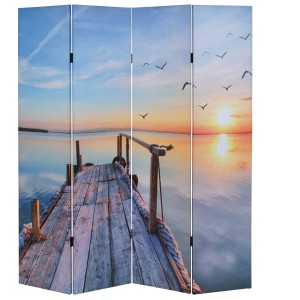 Biombo VINTAGE CALMA, 180x160x2,5cm, estructura de madera con tapizado de tela en poliester