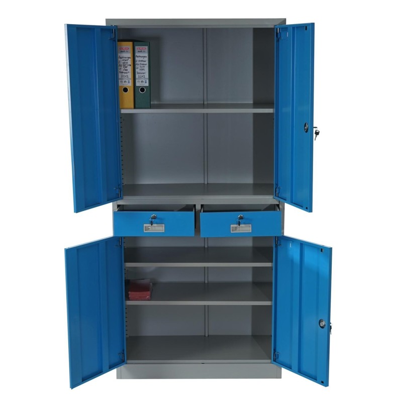 Armario archivador OLSEN 4 PUERTAS 2 CAJONES, gran capacidad y máxima robustez, color azul