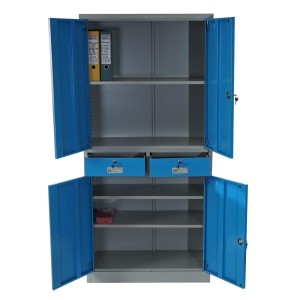 Armario archivador OLSEN 4 PUERTAS 2 CAJONES, gran capacidad y máxima robustez, color azul