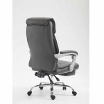 Sillón de Oficina OREGON, Reposapiés Extensible, Gran Acolchado, en Piel color Gris