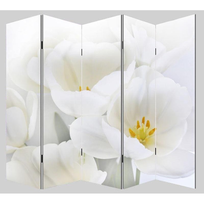 Biombo VINTAGE ORQUIDEAS, 180x200x2,5cm, estructura de madera con tapizado de tela en poliester