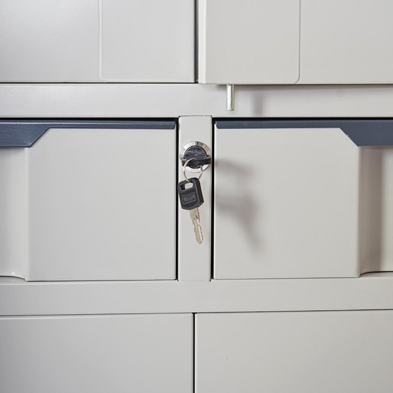 Armario archivador HALVAR 4 PUERTAS Y 2 CAJONES, gran capacidad y máxima robustez, color gris claro