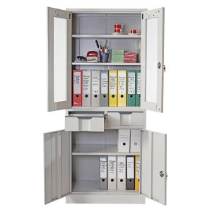 Armario archivador HALVAR 4 PUERTAS Y 2 CAJONES, gran capacidad y máxima robustez, color gris claro