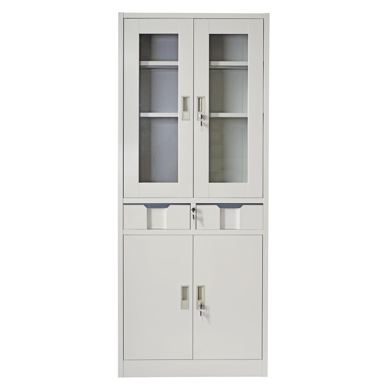 Armario archivador HALVAR 4 PUERTAS Y 2 CAJONES, gran capacidad y máxima robustez, color gris claro