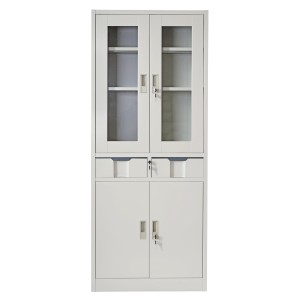 Armario archivador HALVAR 4 PUERTAS Y 2 CAJONES, gran capacidad y máxima robustez, color gris claro