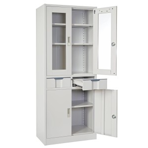 Armario archivador HALVAR 4 PUERTAS Y 2 CAJONES, gran capacidad y máxima robustez, color gris claro