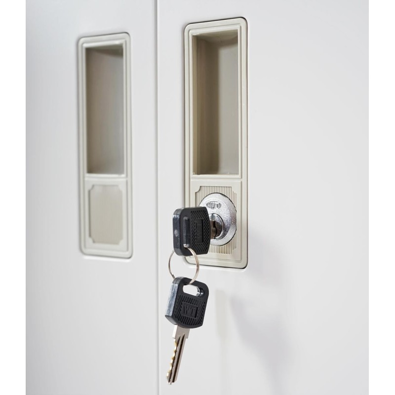 Armario archivador HALVAR 2 PUERTAS (Cristal), gran capacidad y máxima robustez, color gris claro