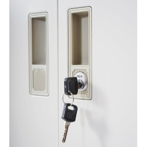 Armario archivador HALVAR 2 PUERTAS (Cristal), gran capacidad y máxima robustez, color gris claro