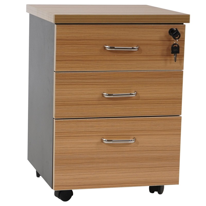 Archivador con ruedas KNUT, gran capacidad de almacenaje y diseño, color teka