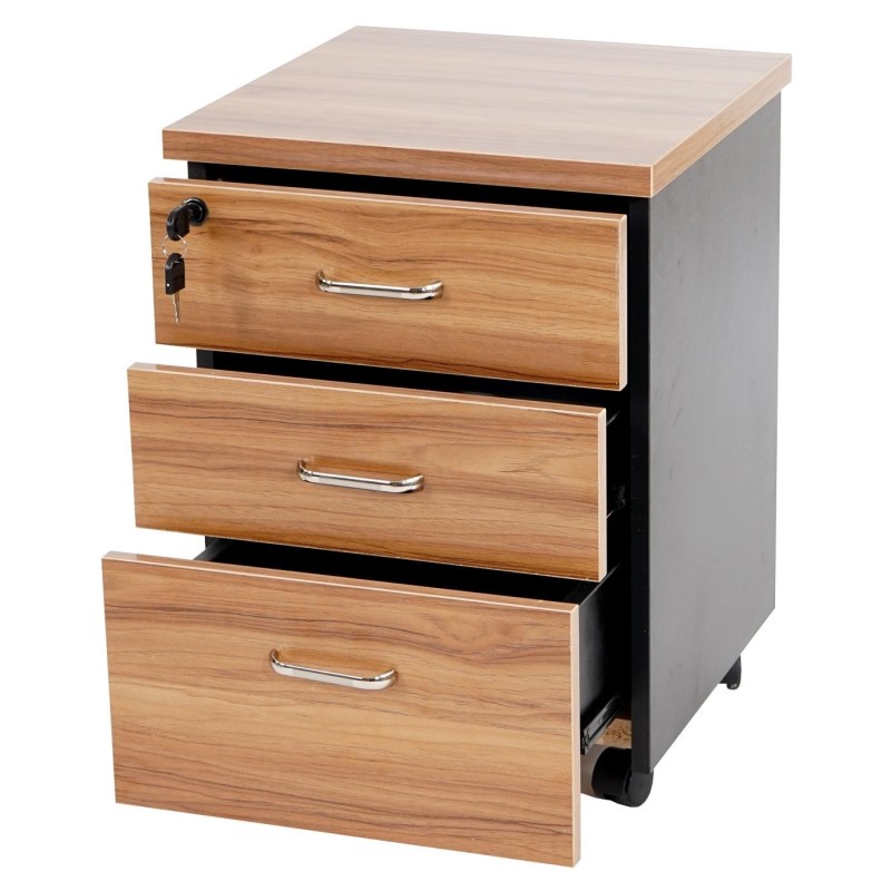 Archivador con ruedas KNUT, gran capacidad de almacenaje y diseño, color teka