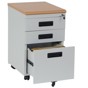 Archivador con ruedas KNUT, en metal y madera, color gris