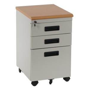 Archivador con ruedas KNUT, en metal y madera, color gris