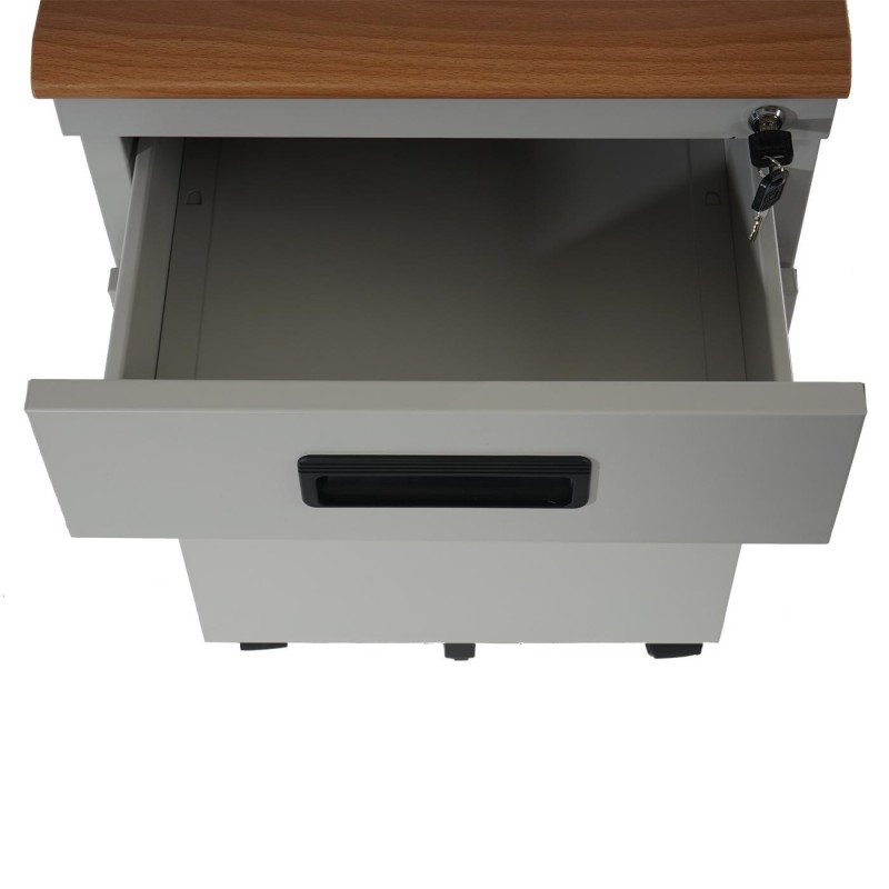 Archivador con ruedas KNUT, en metal y madera, color gris