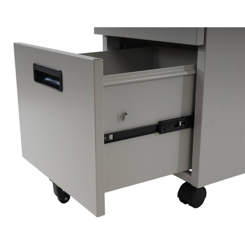 Archivador con ruedas KNUT, en metal y madera, color gris