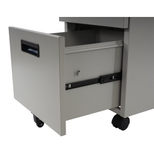 Archivador con ruedas KNUT, en metal y madera, color gris