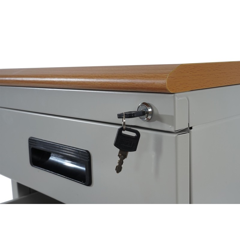 Archivador con ruedas KNUT, en metal y madera, color gris