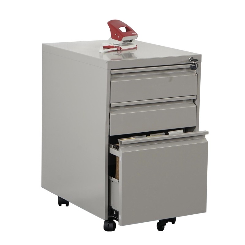 Archivador con ruedas KNUT, en metal, color gris