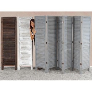 Biombo de madera LEO,170x276x2cm, muy elegante, color gris