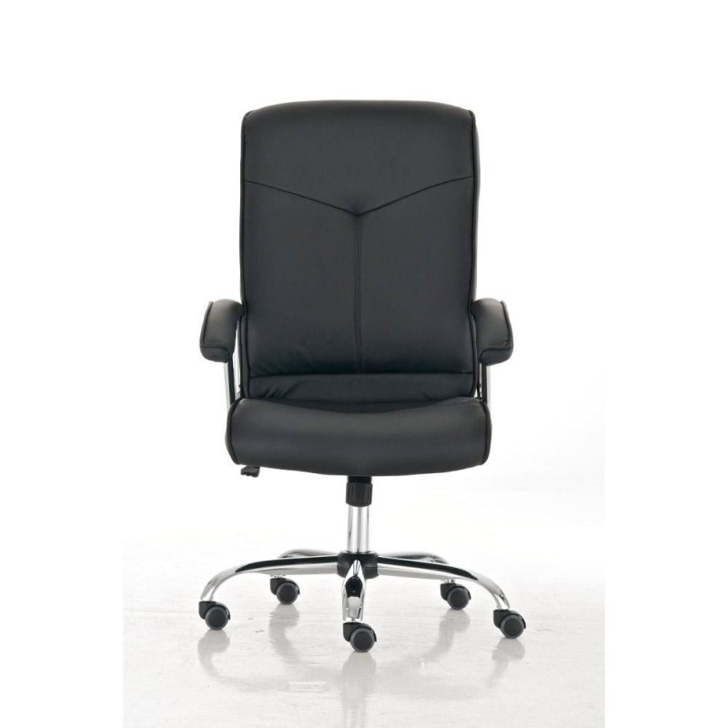 Sillón de oficina BARNI, estructura metálica, en piel color Negro