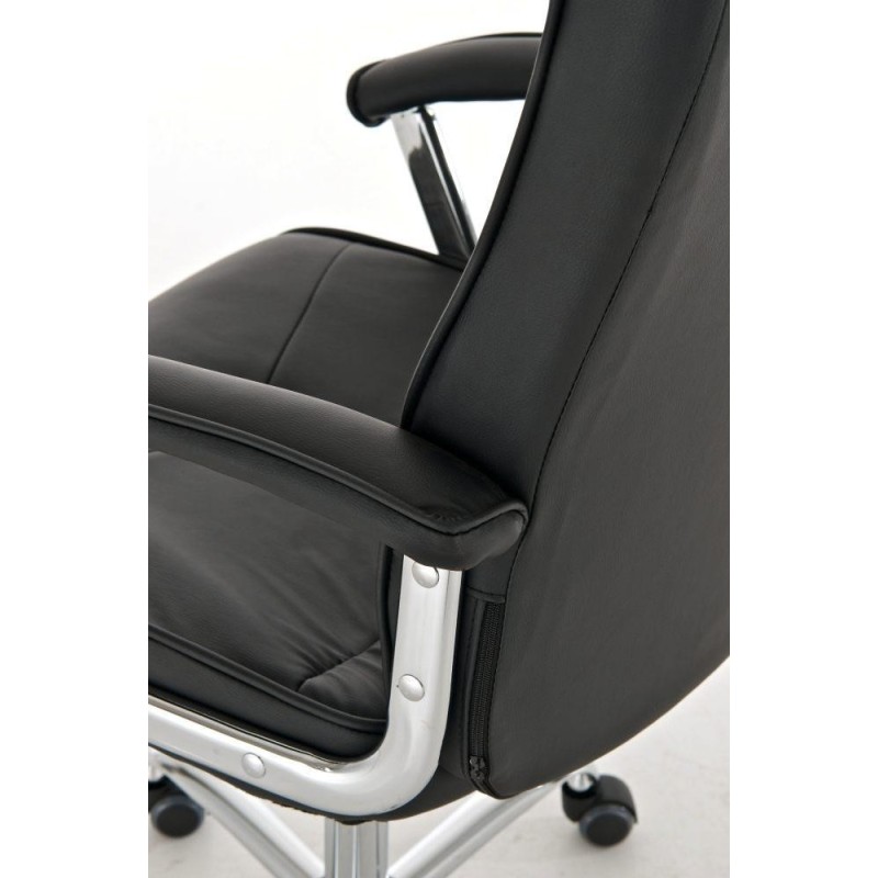 Sillón de oficina BARNI, estructura metálica, en piel color Negro