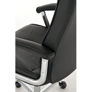 Sillón de oficina BARNI, estructura metálica, en piel color Negro